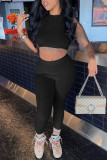 Pink Casual Sportswear Solid Patchwork O Neck Sleeveless Two Pieces