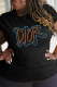 Black Street Vintage Print Patchwork Letter O Neck T-Shirts