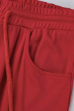 Red Casual Solid Patchwork Zipper Sleeveless Two Pieces