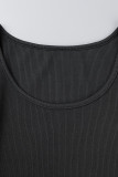 Green Casual Solid Tassel Patchwork Pearl O Neck T-Shirts