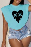 Pink Casual Print Patchwork O Neck T-Shirts