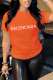 Orange Casual Street Print Patchwork Letter O Neck T-Shirts
