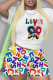 White Street Print Patchwork O Neck Short Sleeve Two Pieces