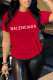 Red Casual Street Print Patchwork Letter O Neck T-Shirts