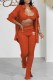 Orange Sexy Print Letter Turndown Collar Long Sleeve Three Pieces