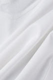 White Sexy Casual Patchwork Hot Drilling See-through O Neck Long Sleeve Dresses