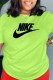 Green Casual Print Letter O Neck T-Shirts