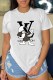White Casual Character Print Letter O Neck T-Shirts