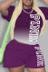 Purple Casual Print Patchwork O Neck Short Sleeve Two Pieces