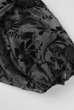 Black Casual Elegant Solid Patchwork With Belt O Neck One Step Skirt Dresses