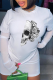 White Street Vintage Print Skull O Neck T-Shirts