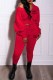 Red Sportswear Print Letter Hooded Collar Long Sleeve Two Pieces