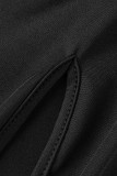 Black Sexy Patchwork Hollowed Out Backless Contrast Spaghetti Strap Sleeveless Dress Dresses