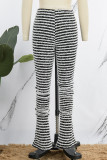 Black And White Street Patchwork Skinny High Waist Pencil Patchwork Bottoms