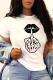 White Street Skull Lips Printed Patchwork O Neck T-Shirts