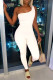 White Sexy Casual Solid Backless One Shoulder Skinny Jumpsuits