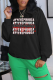 Black Casual Print Patchwork Letter O Neck Tops