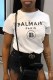 White Casual Print Letter O Neck T-Shirts