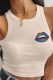 Cream White Sexy Print Letter O Neck Tops