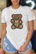 White Casual Character Print Letter O Neck T-Shirts
