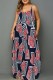 Red Sexy Casual Print Backless Spaghetti Strap Long Dress Dresses