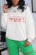 White Casual Print Patchwork Letter O Neck Tops