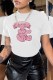 White Casual Print Letter O Neck T-Shirts