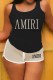 Black khaki Casual Print Letter U Neck Sleeveless Two Pieces