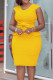 Yellow Elegant Solid Patchwork With Bow V Neck One Step Skirt Dresses