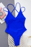 Royal Blue Sexy Solid Backless Swimwears (With Paddings)