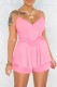Pink Sexy Casual Solid Patchwork Backless Spaghetti Strap Sleeveless Two Pieces