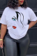 White Street Vintage Print Patchwork O Neck T-Shirts