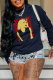 Black Casual Vintage Print Patchwork O Neck Tops