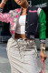 Black Casual Street Print Patchwork Buckle Outerwear