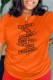 Tangerine Red Casual Print Letter O Neck T-Shirts