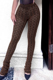 Blue Sexy Street Print Patchwork High Waist Pencil Full Print Bottoms