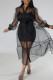 Black Casual Solid Patchwork Buckle Turndown Collar Long Sleeve Two Pieces