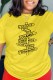 Yellow Casual Print Letter O Neck T-Shirts