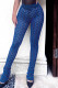 Blue Sexy Street Print Patchwork High Waist Pencil Full Print Bottoms
