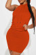 Tangerine Casual Solid Patchwork Backless Hooded Collar Dresses