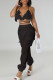 Black Sexy Solid Bandage Patchwork Halter Sleeveless Three Pieces