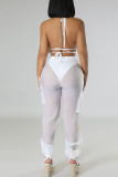 Red Sexy Solid Bandage Patchwork Halter Sleeveless Three Pieces