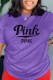 Purple Casual Print Letter O Neck T-Shirts