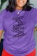 Purple Casual Print Letter O Neck T-Shirts