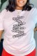 White Casual Print Letter O Neck T-Shirts