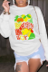 White Casual Street Print Patchwork O Neck Tops
