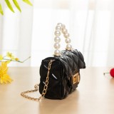 Black Fashion Patchwork Solid Chain Strap Crossbody Bag