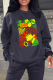 Black Casual Street Print Patchwork O Neck Tops