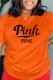 Orange Casual Print Letter O Neck T-Shirts