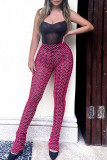 Blue Sexy Street Print Patchwork High Waist Pencil Full Print Bottoms